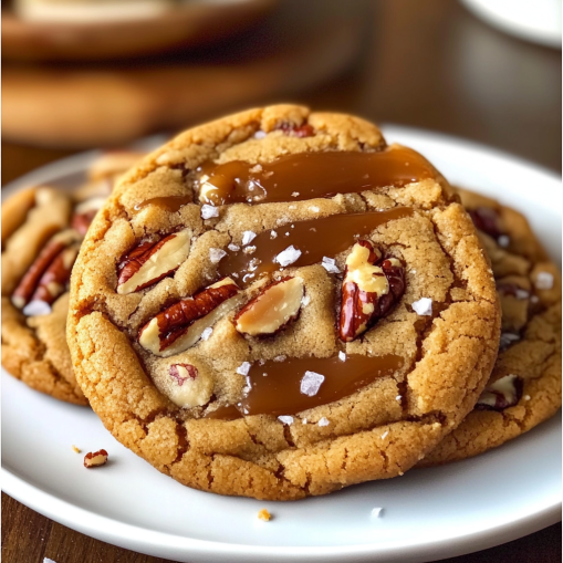 Salted Caramel Pecan Chocolate Chip Cookies