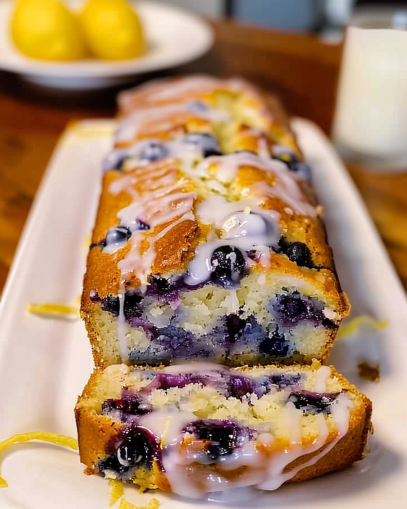Blueberry Lemon Bread with Lemon Zest and Glaze Easy Recipe