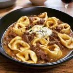 Cheesesteak Tortellini in Rich Provolone Sauce – Creamy & Savory Pasta