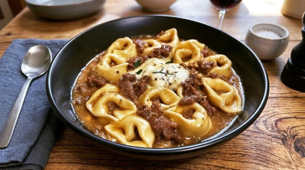 Cheesesteak Tortellini in Rich Provolone Sauce – Creamy & Savory Pasta