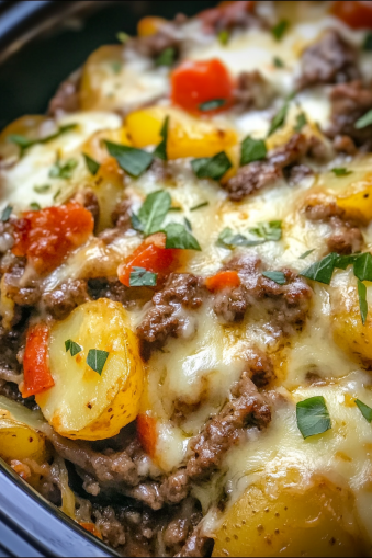 Crockpot Cheesesteak Potato Casserole - 100% Halal Recipe