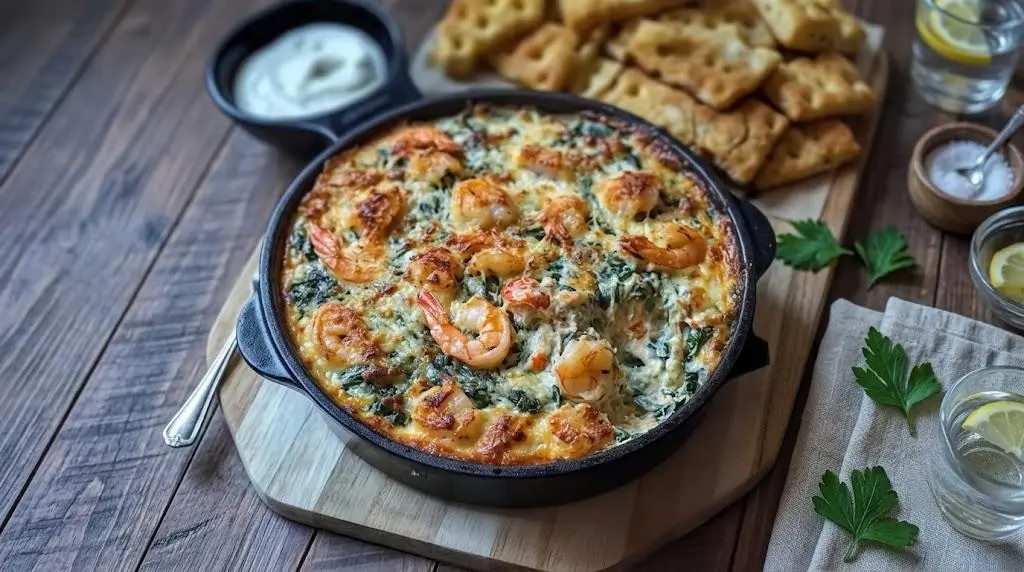 Delicious Spinach Dip with Shrimp, Crawfish recipe