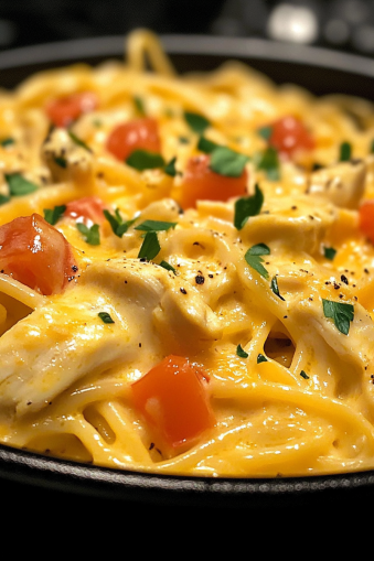 Deliciously Cheesy Chicken Spaghetti Comfort Food