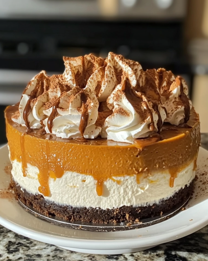 Double Layer Pumpkin Cheesecake Recipe Easy & Delicious