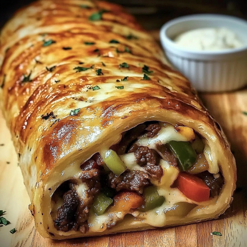 Mozzarella Cheesesteak Stromboli Recipe