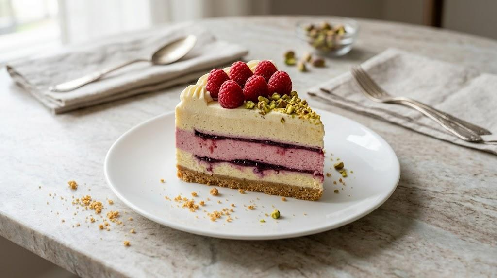 Raspberry Cheesecake with Pistachio Crumb ADelicious-Twist