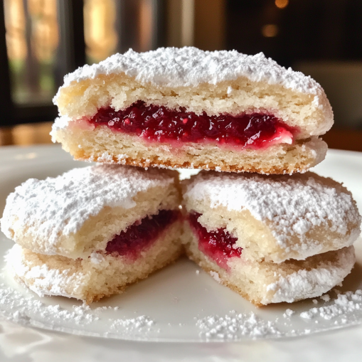 Raspberry-Filled Almond Snowball Cookies Recipe Sweet