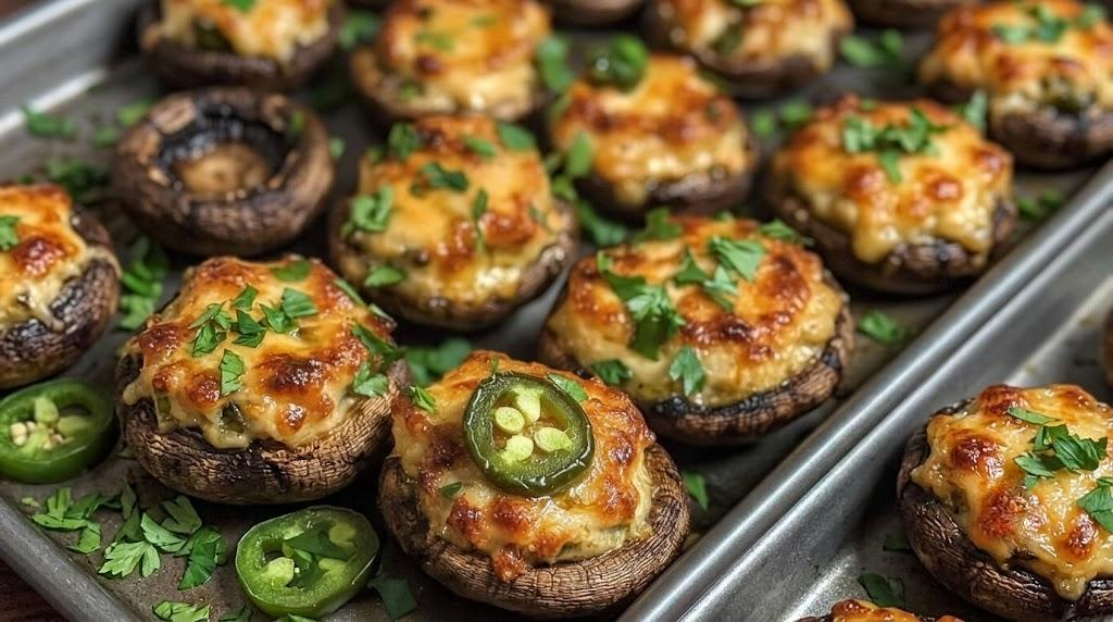 Spicy-Jalapeno-Popper-Stuffed-Mushrooms-Recipe-Flavorful