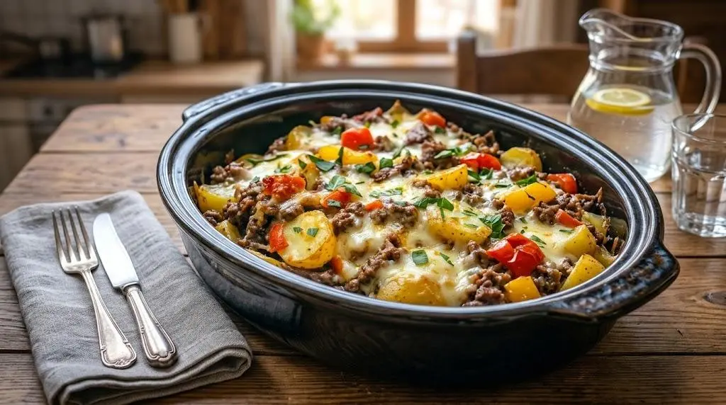 Crockpot Cheesesteak Potato